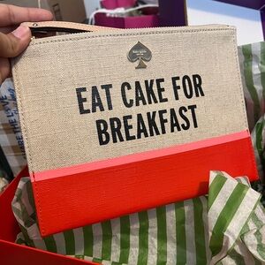 Kate Spade Beige and Red Novelty Clutch Wristlet EUC